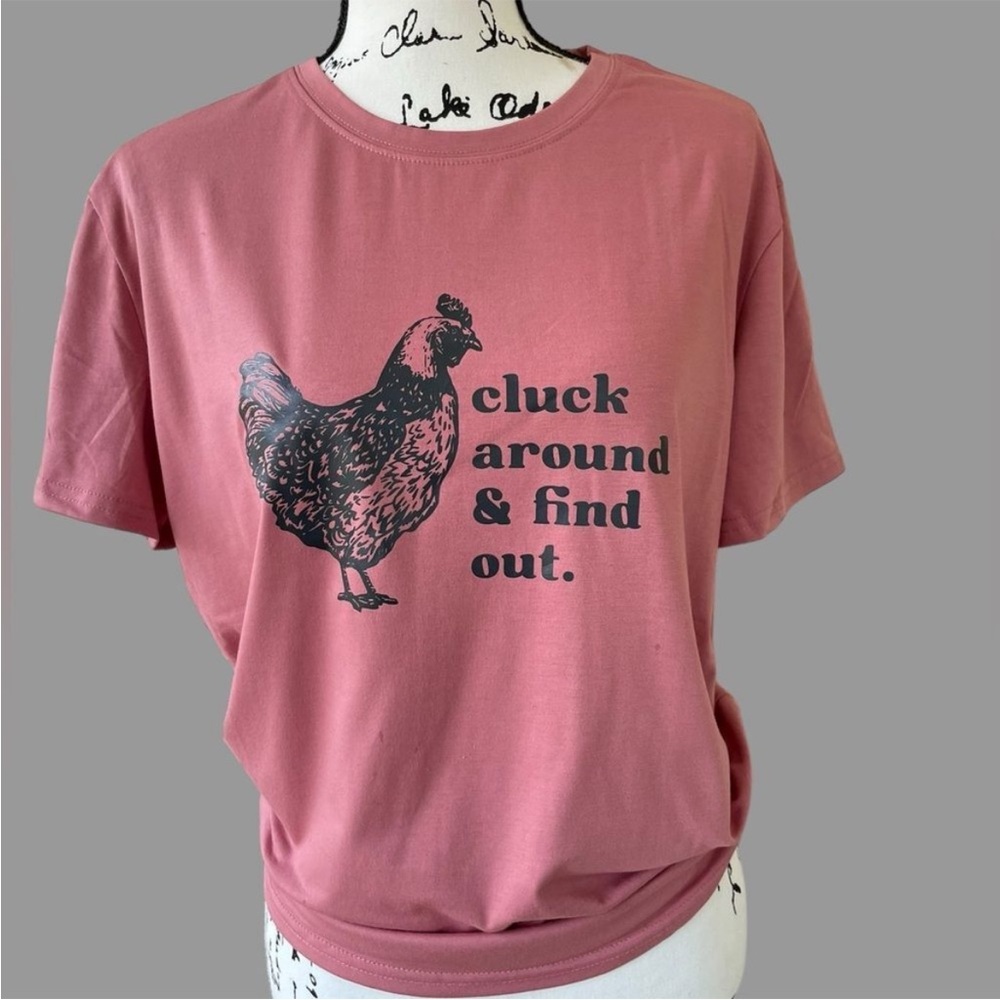 Cluck Around & Find Out Chicken Graphic T-Shirt Funny Farm Tee M